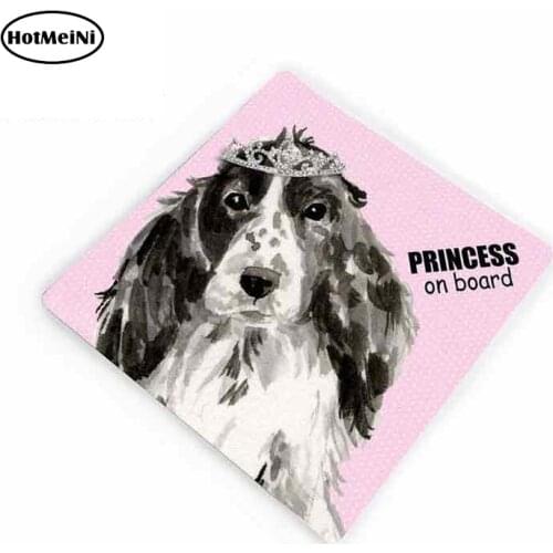 HotMeiNi 13cm x 12cm Car Sticker Cocker Spaniel on Board Custom Pink Baby on Board Type Car Bumper Window Sticker Graphics