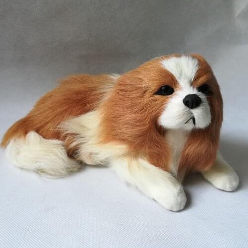 About 26x10x13cm real life toy Charlie dog model polyethylene&furs lying dog home decoration toy gift h1088