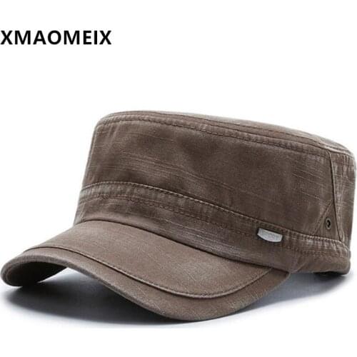 XMAOMEIX Snapback Cap Mens Casual Army Military Hat Men Flat Cap Retro Black Caps Adjustable Size Male Bone Cotton Sports Cap