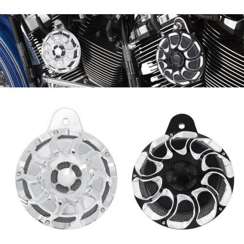 Motorcycle Horn Cover Horn Assembly Loudspeaker Aluminum Black &Chrome For Harley Touring FLHT Electra Glide 91-21 Sportster XL