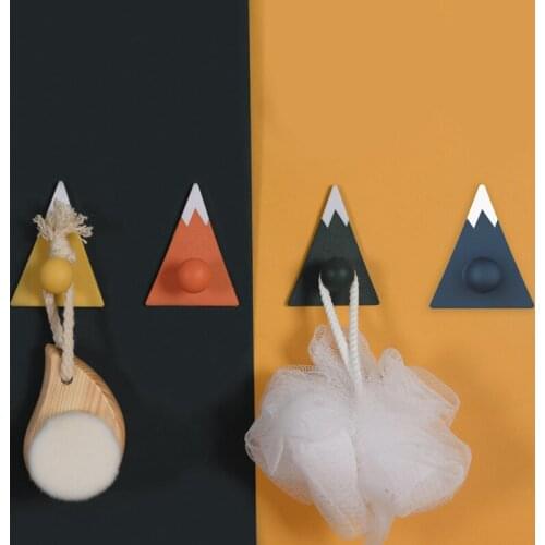4PCS Mount Fuji Wall Decor Hook Creative Wall Hangers For Cloth Coat Keys Hook Punching-free Wall Organizer Holder Hanger Shelf