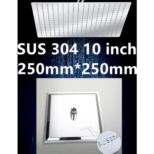 10 inch SUS 304 shower head with arm 250*250 stainless steel head shower with shower arm top water saving rain shower