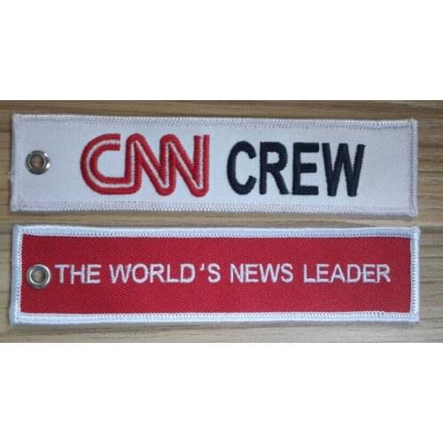 The Worlds News Leader CNN Crew Embroidery Keyring Luggage Tag Zipper Pull Woven Keychain