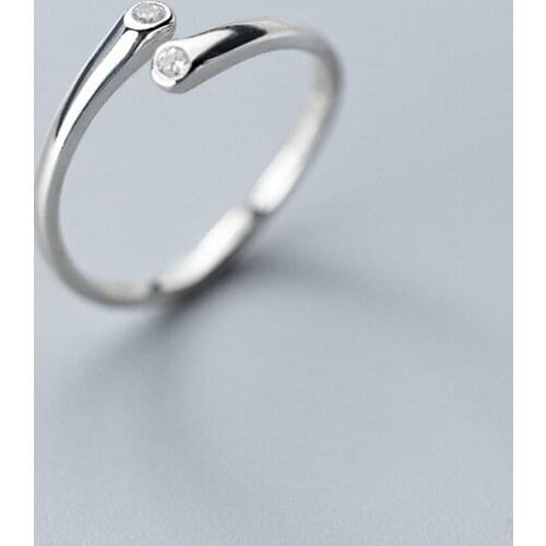 MloveAcc 100% Real 925 Sterling Silver Tassel Adjustable Clear CZ Finger Ring Women Ring Sterling Silver Ring Jewelry