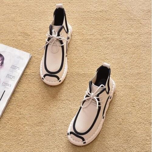 Famous designer fashion ladies Martin boots lace-up shoes ladies black and white motorcycle boots sports womens shoes