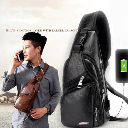 Male Shoulder Bag USB Charging Crossbody Shoulder Bag For Men Anti Theft Chest Waist Pack Trip Messenger Bags Casual Chest Pack