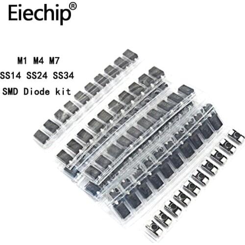SMD schottky diode set pack M7 1N4007 M4 1N4004 M1 1N4001 SS34 1N5822 SS24 SR240 SS14 1N5819 diy assort kit 6 value*10pcs=60pcs