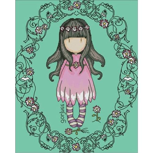 Girl-daisy patterns Counted Cross Stitch 11CT 14CT DIY Chinese Cross Stitch Kits Embroidery Needlework Sets