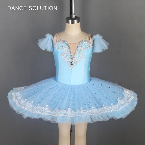 2019 New Pale Blue Ballet Tutu Spandex Bodice with Stiff Tulle Tutu Girl & Women Stage Show Costume Ballerina Dance Dress BLL115