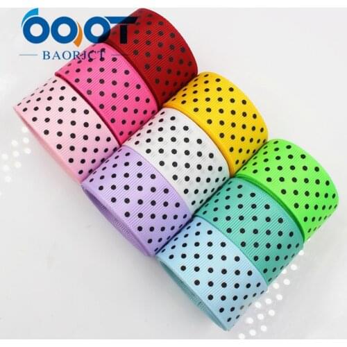 OOOT BAORJCT 176226 25mm 10 yard Dots Ribbons Thermal transfer Printed grosgrain Wedding Accessories DIY handmade material