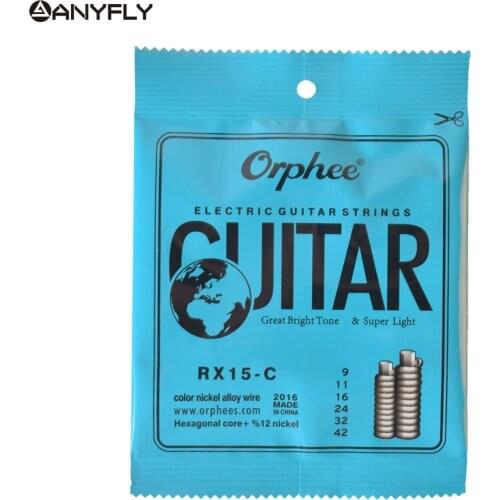 Orphee RX15-C Electric Guitar Color Strings Colorful 6pcs Full Set Replacement (.009-.042) Carbon Steel Core Nickel