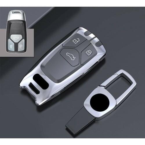 Fit For Audi A5 Q5 Q7 3 Button Zinc Alloy Remote Smart Key Fob Bag Holder Cover Case Shell with Keychain Accessories Car Styling
