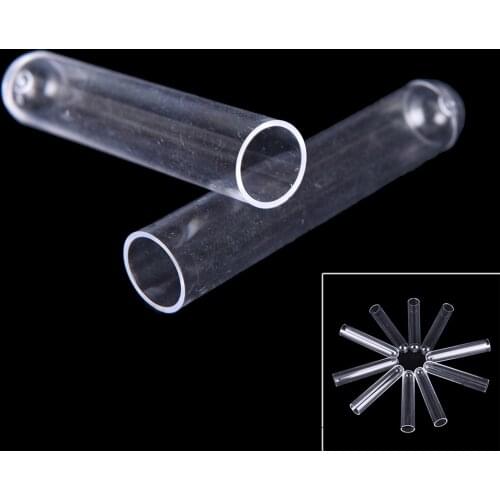 10pcs 12*60mm Clear Plastic Test Tubes Hard Plastic Test Trial Tube For Office School Chemistry Supplies