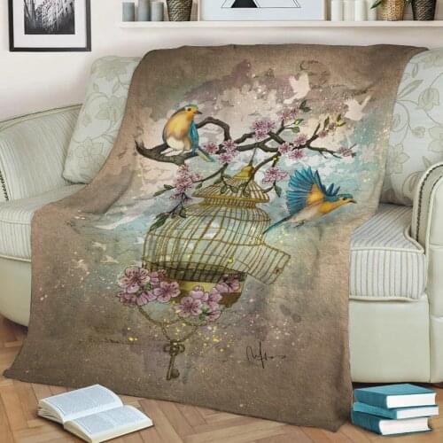 Birds were meant to fly Flannel Throw Blanket 3D Printed Keep Warm Sofa Child Blanket Home Decor Textiles Dream Family Gift
