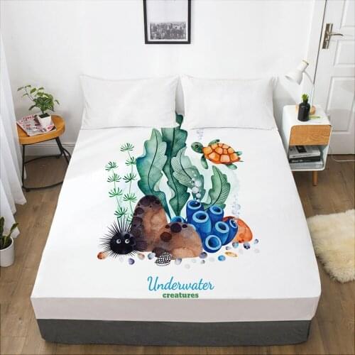 Luxury Elastic fitted sheet bed sheet With An Elastic Band Mattress Cover 150x200/160x200 Bed cover for home Nordic seaweed