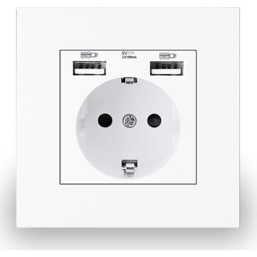 Delviz Wall USB Power Socket, Many New style Panel, Bedroom socket,AC 110V-250V 16A Wall Embedded, Double usb EU Standard Outlet