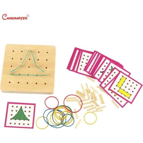 Sensorial Materials Montessori Board Wooden Games Geometric Rubber Band Girls Gifts Math Toys Kids 3-6 Years Preschool