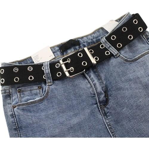 Harajuku - Men Women Canvas Wide Belt New Design Double Grommet Buckle Belts Waist Belt For Men Women