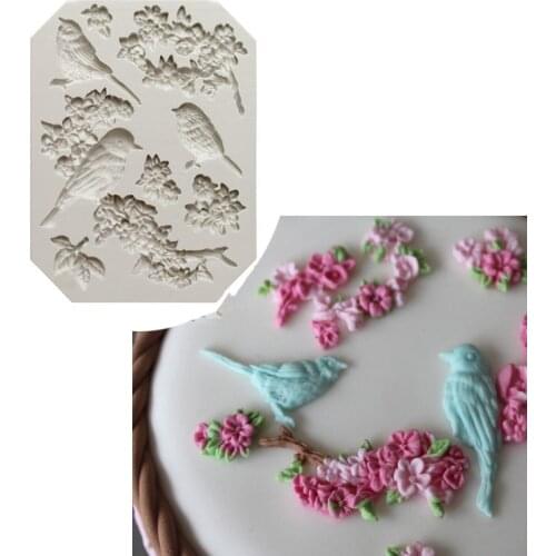 Silicone Resin Molds Pastry Fondant Mould 3D Animal Bird Plum Blossom Flower Cake Decoration Tools Kitchen Baking Accessories DI