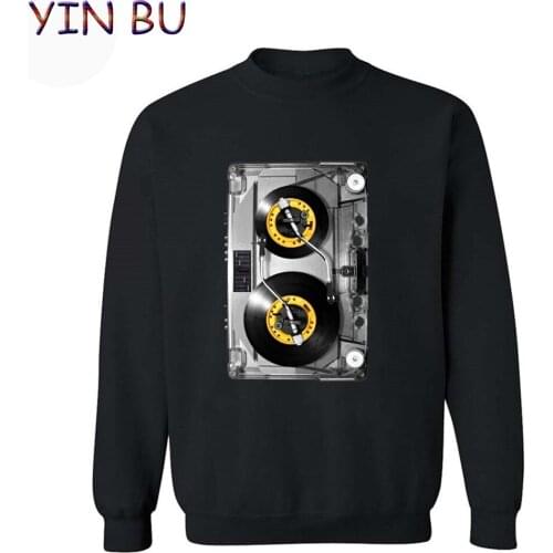 Outdoor Mens Old School Cassette Nonstop Play Tape Electronic Music Rock Christmas Hoodie Oversized Sweatshirts Hoodies M-2XL