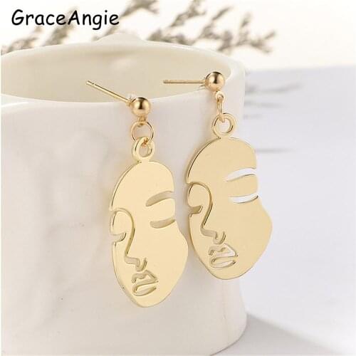 Face Shape Earring Art Drop Dangle Earrings For Women ZA Geometric Ear rings Wedding Party Vintage Gifts Bohemian Bijoux