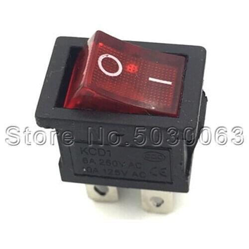 10pcs/lot KCD1-104 rocker Switch Warping Power Switch Button 4pin with lamp 6A250V 21x15mm