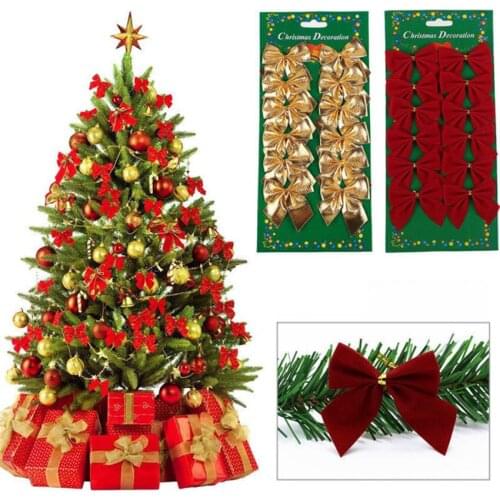 12pcs/lot Bow Tie Christmas Tree Decoration Christmas Pendant Tree Decor Baubles Fashion New Year Supplies Party DIY Decorations
