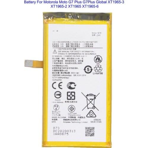 1x JG40 3000mAh 3.8V Replacement Battery For Motorola Moto G7 Plus G7Plus Global XT1965-3 XT1965-2 XT1965 XT1965-6 Batteries