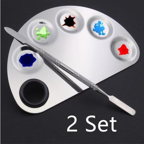 2 Set Nail Art Palette Pallet Tool Blending Pigment Nail Polish Color Palette With Color Stick Manicure Tool For Women 15#915