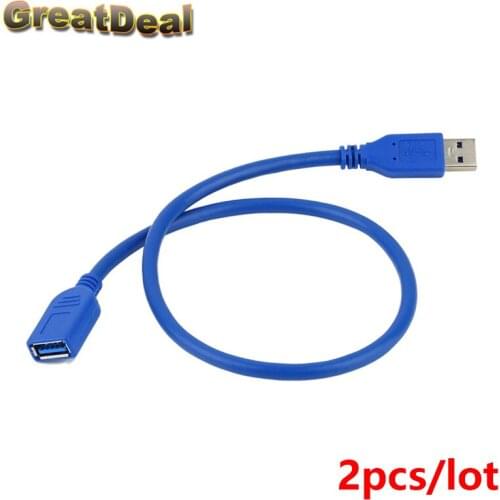 2pcs 0.5M USB3.0 Cable USB 3.0 Male to Female Extension Cable Data Sync Cord Wire Adapter Connector HY951