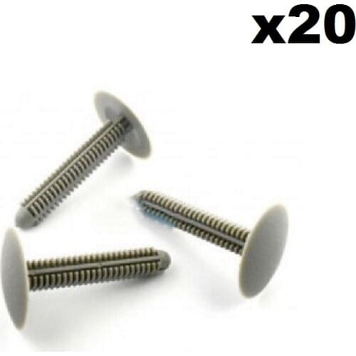 20x For Range Rover P38 Front Seat Base Fir Tree Fastener Clips- Grey & Long stem