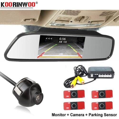 Koorinwoo Electromagnetic 13mm Car Parking Sensor 4 With Monitor HD Car rear view Camera Reverse Radars System Parkmaster video