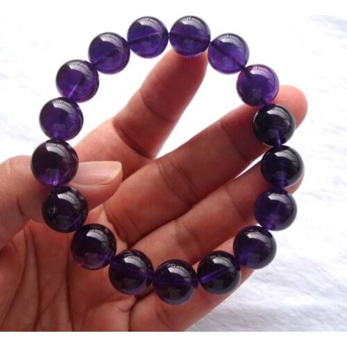Free Shipping Natural Amethyst Round 12mm Beads Bracelet Women Jewelry Accessories Weddings Parties Birthday Gift