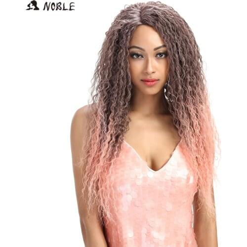 Noble Hair Synthetic Kinky Curly Long Wigs For Black Women 26 Inch Ombre Lace Wig Resistant Hair Free shipping