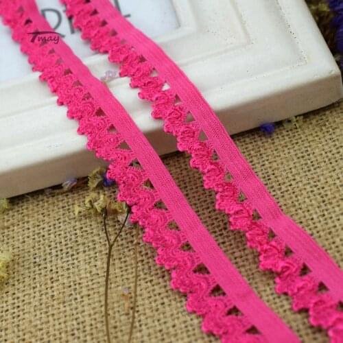 #1454 Shinny Rose Zigzic edge Elastic bands for Underwear Pants Lace Fabric Stretch Ribbon rubber bands Tape Baby Headbands