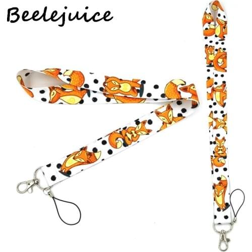 24pcs Fox animals Neck Strap Lanyard keychain Mobile Phone Strap ID Badge Holder Rope Key Chain Keyrings cosplay Accessory Gifts
