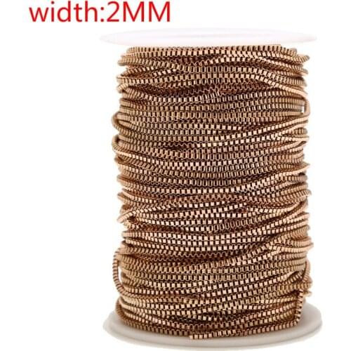 2mm Width Rose Gold color Stainless Steel Box Link Italian Chain For DIY jewelry Making Necklaces Chains Findings Top Quality