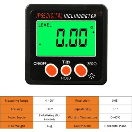 Mini Digital Protractor Inclinometer Bevel Box Level Digital Angle Finder Bevel Magnet Protractor Sensor With 4pcs Strong Magnet