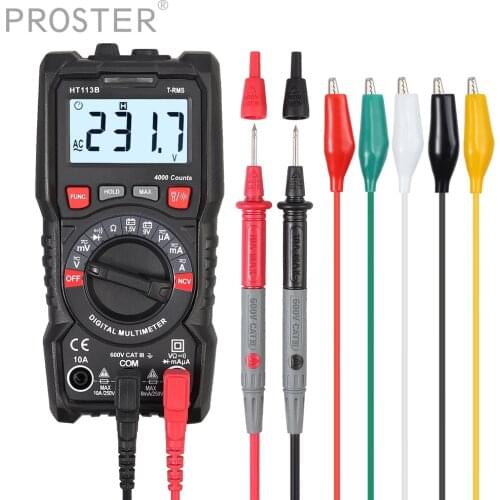 Proster Digital Multimeter 4000 Count Auto Range Multimeter 5 Colors Multimeter Leads TRMS Auto Range Multimeter