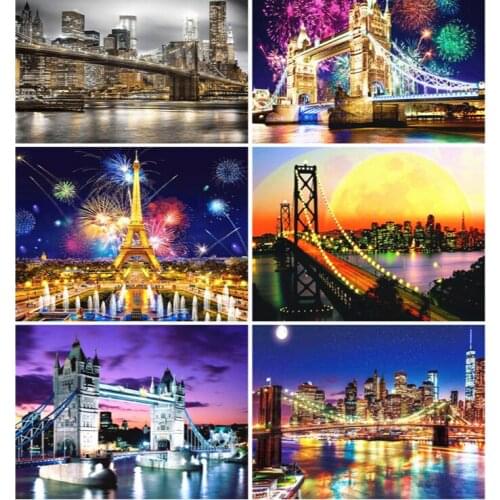 CraftArtGo 5D DIY Diamond Embroidery Night scene Full Square Round Rhinestone Mosaic Painting Cross Stitch Flowers Diamond Kit