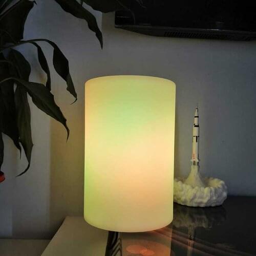DC5V4A 100 Modes Rainbow Lights LED Flame Effect Light PE Plastic Cylindrical Table Lamp 21 Key Remote Control for Home Club Bar