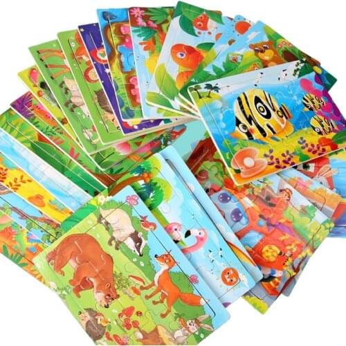 Montessori Wooden Toys for Children Cartoon Animal Jigsaw 3D Puzzle Board Game Educational Toys For Children Gifts