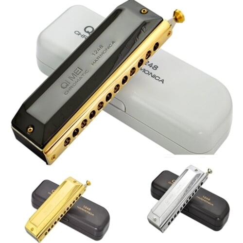 Qimei Harmonica Chromatic 1248 / C1-D4 tone Key of C Professional Mouth Ogan WoodwindInstrumento Musicais chrometta Harmonica