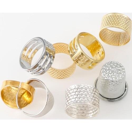 8pc Mix Style Sewing DIY Tools Thimble Finger Silver Ring Metal Finger Adjustable Protector Tools DIY Craft Accessories
