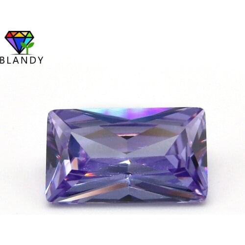 CZ Stone Size 2x3mm~13x18mm Rectangle Shape Lavender Cubic Zirconia Stones Synthetic Gems For Jewelry