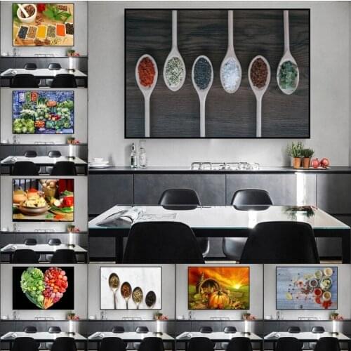 Vegetable Grains Spices Kitchen Canvas Painting Cuadros Scandinavian Posters and Prints Wall Art Picture Living Room Decor