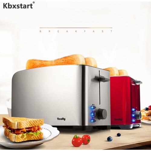 Kbxstart 220V Home Automatic Toaster Fast Heating Bread Multi-function Breakfast Machine Stainless Steel Toaster 2 Slices