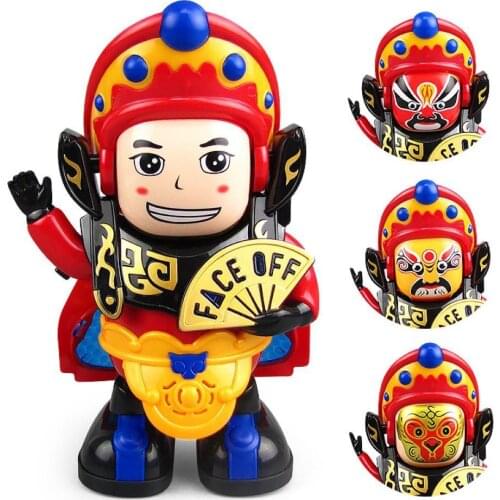 Chinese Opera Face Changing Doll Light Music Dancing Robot Children Toy Gift Electric Action Figure Model Kids Electric Figurine