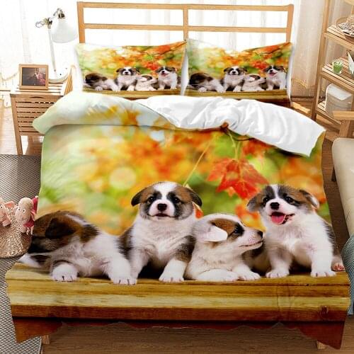 Autumn And Winter Boys And Girls Household 3D Pet Dog Pictures Quilt Cover 2/3PCS Bedding Cover