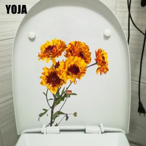 YOJA 19.5X23.7CM Beautiful Yellow Chrysanthemum Home Decor Living Room Wall Sticker WC Decal Toilet T1-1814